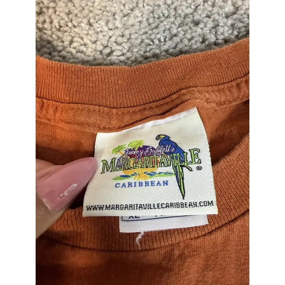 Vintage Margaritaville Shirt Mens XL Orange Good Days & Bad Days Crew Neck